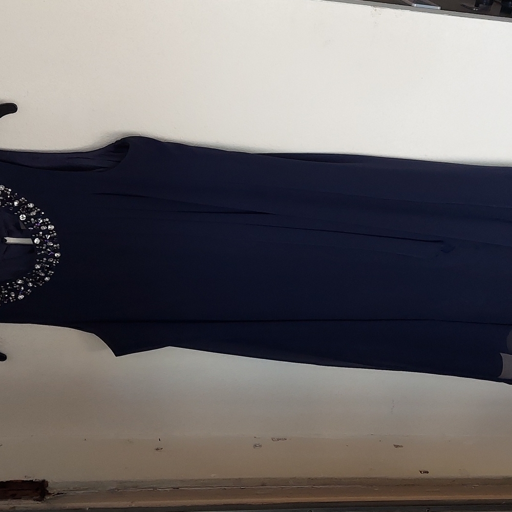 Vince Camuto rhinestone embellished trapeze dress navy blue size 8